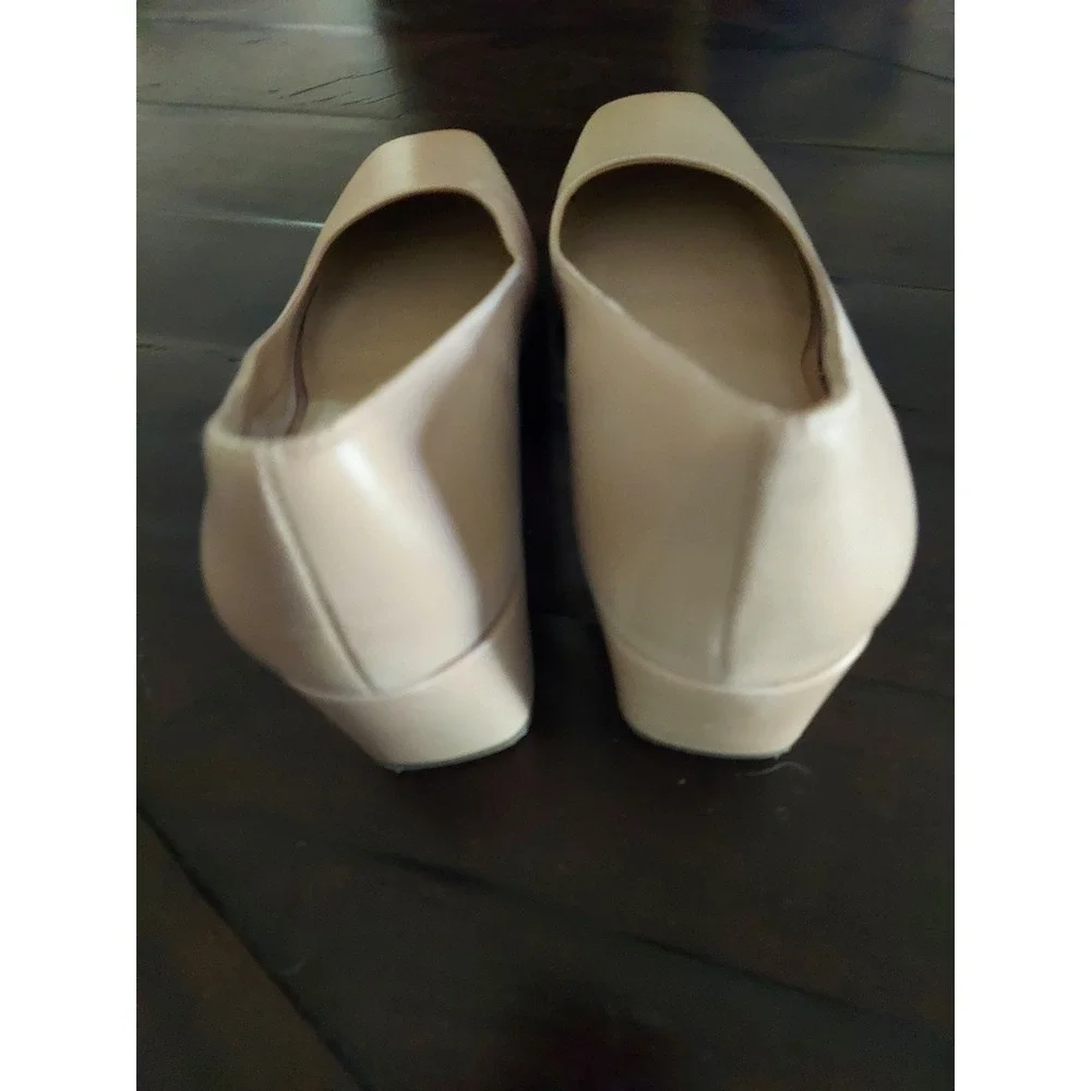 Naturalizer‎ Karina Beige Leather Square Toe Block Heel Pumps Womens 7.5W